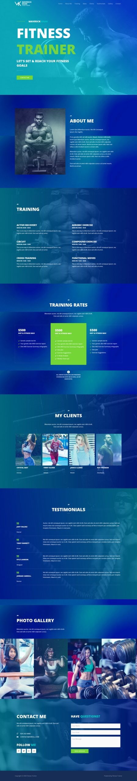 Fagowi.com Website Design Templates For Fitness Trainer Male - Home Page Image
