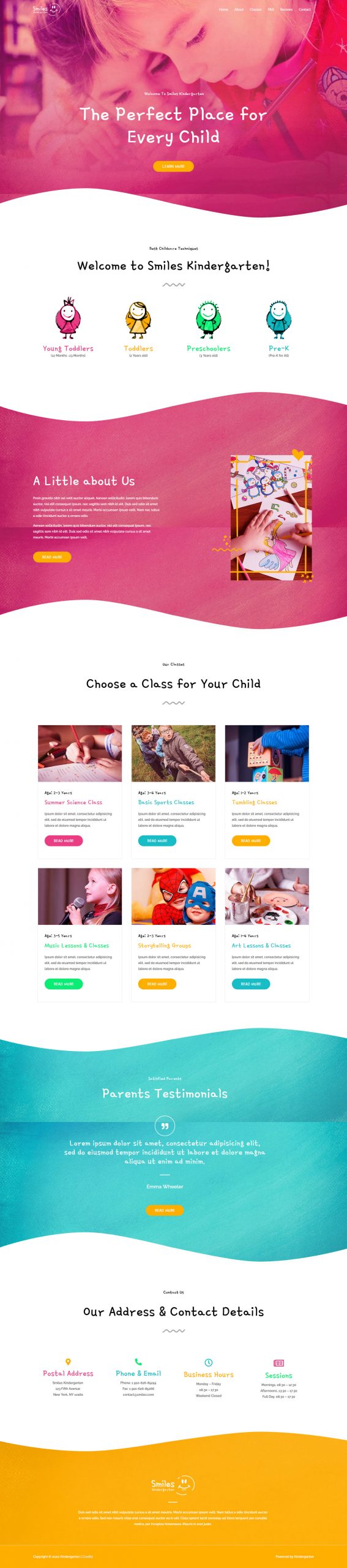 Fagowi.com Website Design Templates For Kindergarten Day Care - Home Page Image