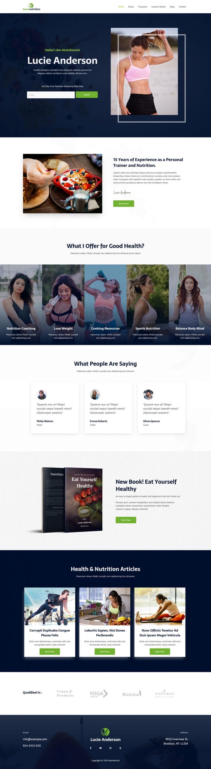 Fagowi.com Website Design Templates For Nutritionist Female Weight Loss - Home Page Image