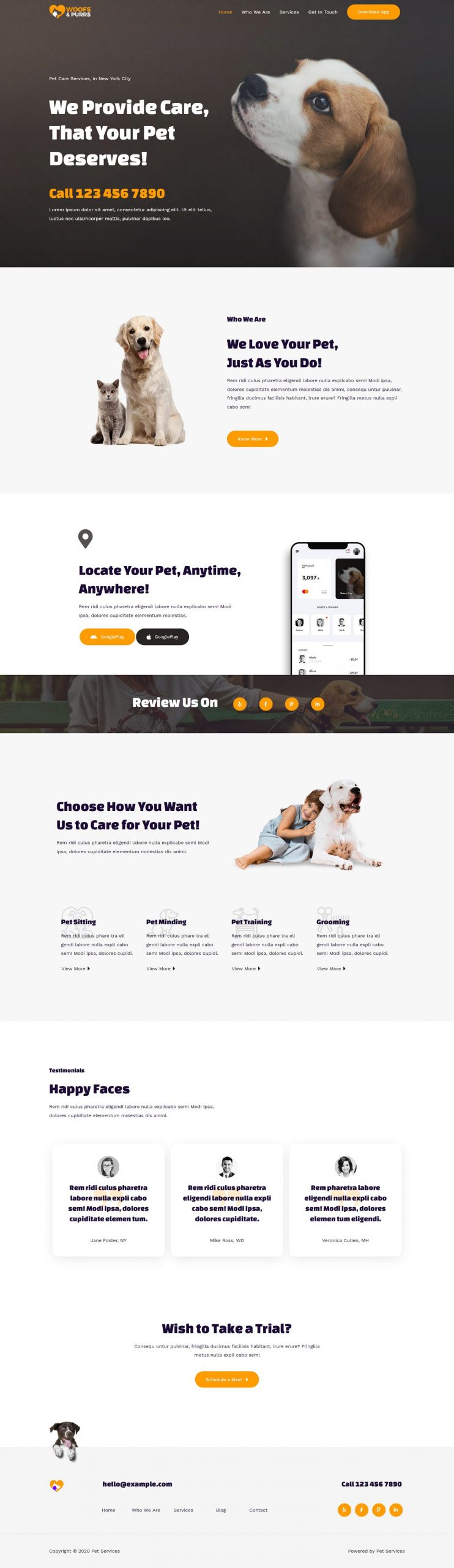 Fagowi.com Website Design Templates For Pet Sitting Services - Home Page Image
