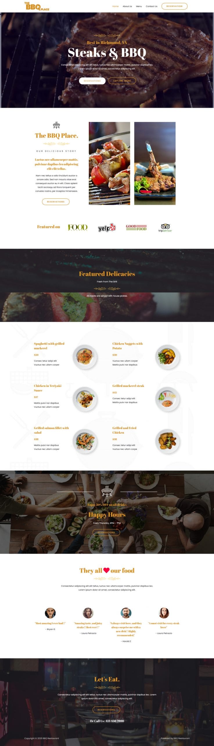Fagowi.com Website Design Templates For Restaurant Steak BBQ - Home Page Image