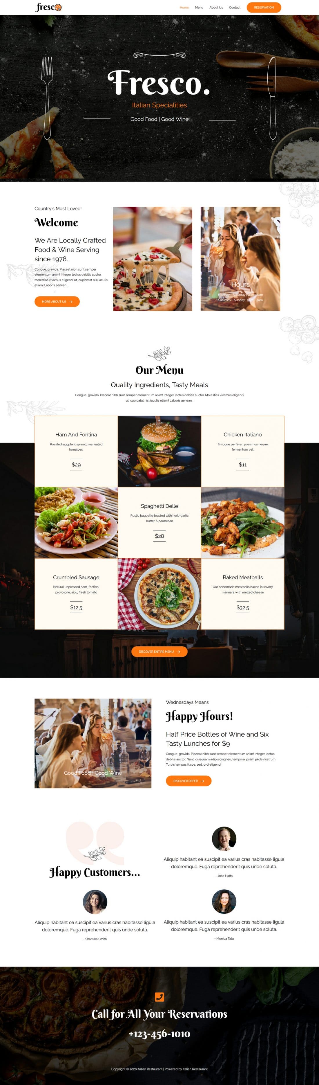 Fagowi.com Website Design Templates For Restaurant Italian Theme - Home Page Image