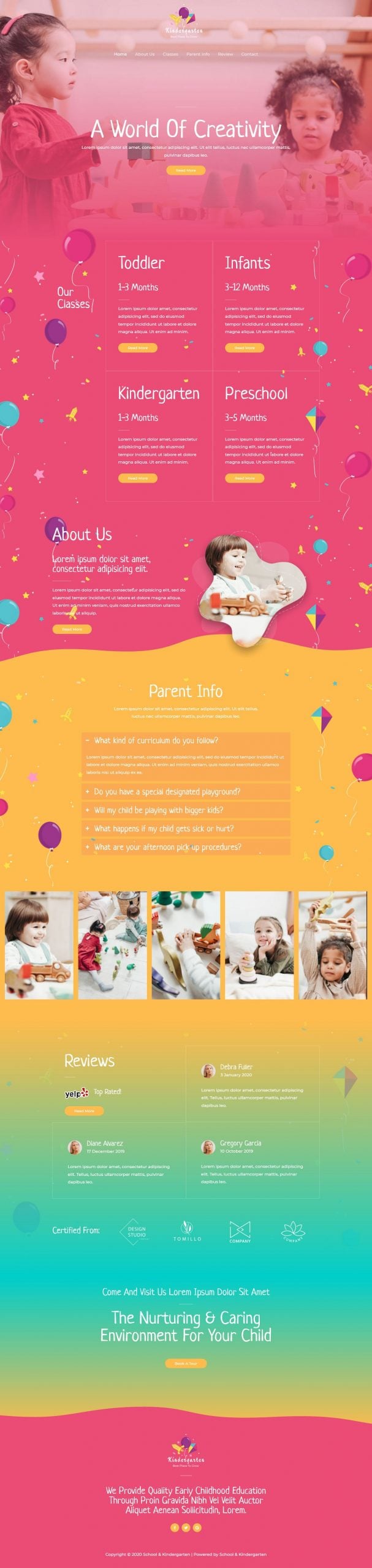 Fagowi.com Website Design Templates For Kindergarten PreSchool - Home Page Image
