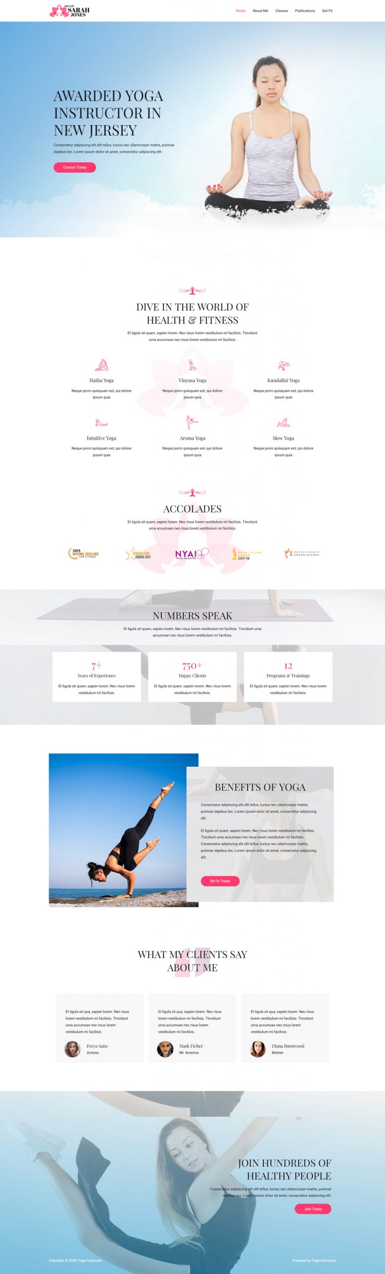 Fagowi.com Website Design Templates For Yoga Instructor - Home Page Image