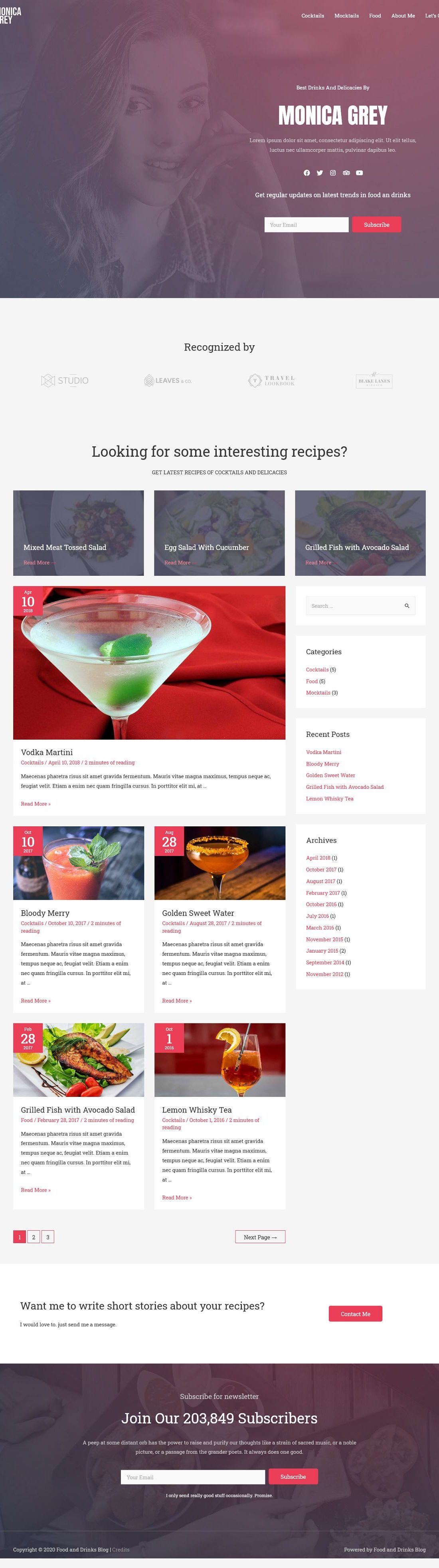 Food and Drinks Blog A Home Page 1280 x 3924